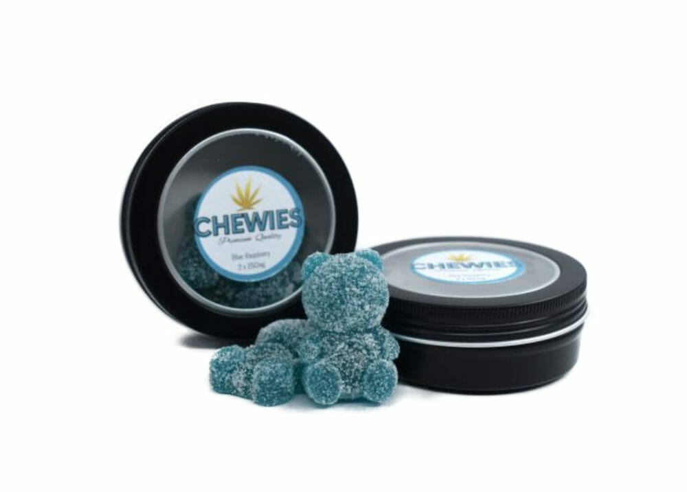 blue raspberry cannabis edibles chewies jumbo teddy