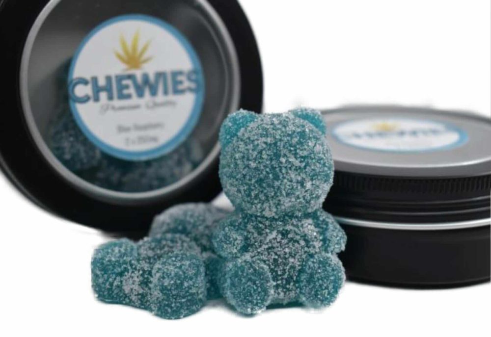 thc cannabis gummies blue raspberry teddy bear