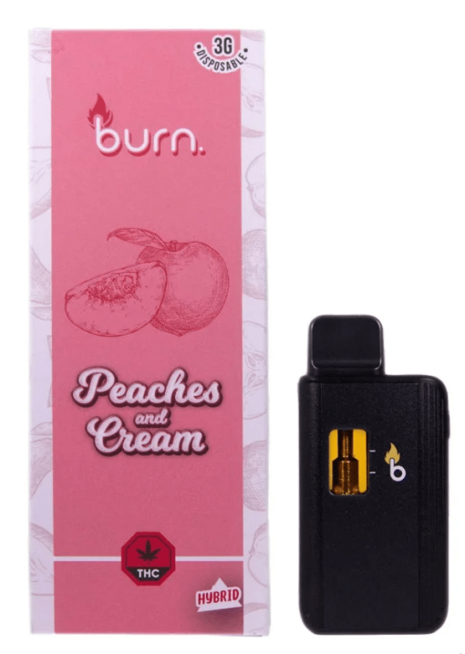 Burn. 3 Gram Disposable Vapes – Peaches and Cream (3 Gram Hybrid)