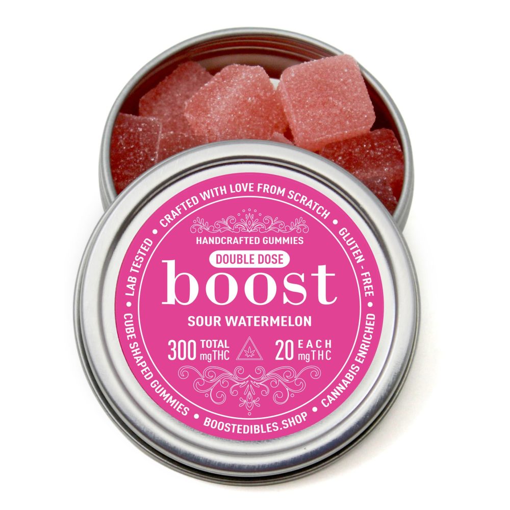 Boost Edibles Gummy - Sour Watermelon (300mg THC- 15 x 20mg)