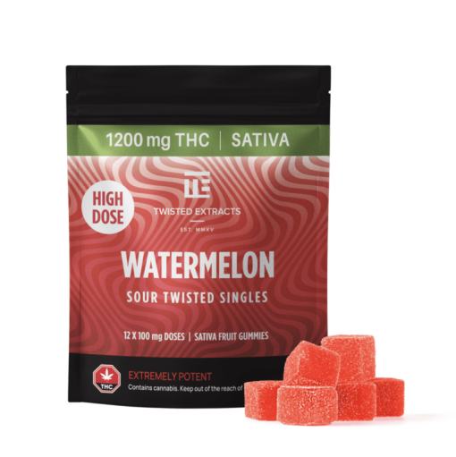 Twisted Extracts - Watermelon High Dose THC Gummies (1200 mg/Bag- Sativa)