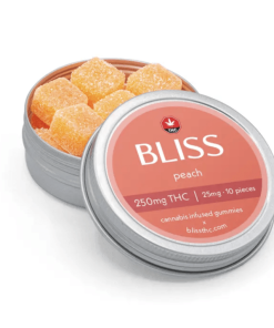 Bliss Peach THC Gummies - 250mg THC (10 x 25mg/piece)