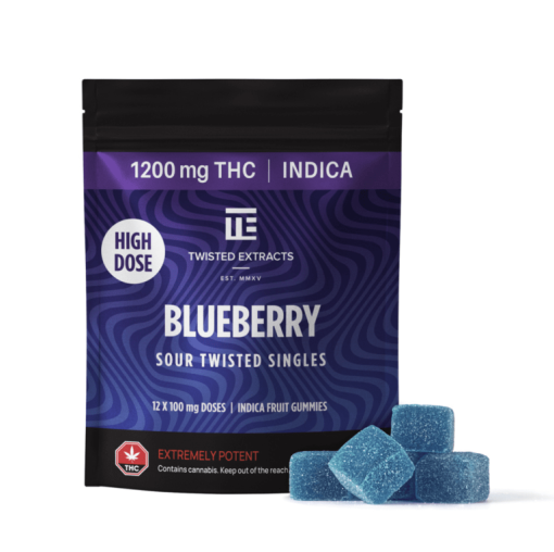 Twisted Extracts - Blueberry High Dose THC Gummies (1200 mg/Bag- Indica)