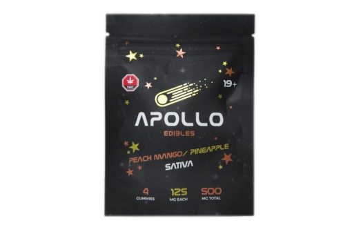NEW!! Apollo Edibles – Peach Mango/Pineapple Shooting Stars 500mg THC Sativa