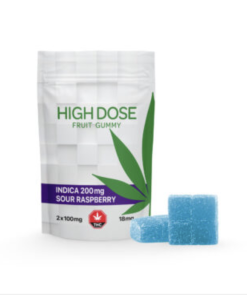 High Dose – Sour Raspberry Indica Gummies (200mg THC)