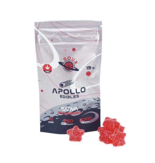 * New * Apollo Edibles – Sour Strawberry Shooting Stars 3000mg THC Sativa