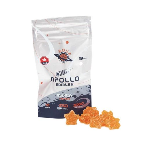 * New * Apollo Edibles – Sour Peach Shooting Stars 3000mg THC Indica