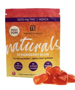 Twisted Naturals – Strawberry Glow High Dose Twisted Naturals Gummies (1200mg THC, Indica)
