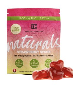 Twisted Naturals – Strawberry Spritz High Dose Twisted Naturals Gummies (1200mg THC, Sativa)