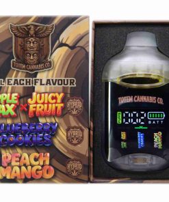 Totem Cannabis Co. Tri Chamber Vape – Apple Jax X Juicy Fruit (Hybrid) + Blueberry Cookies (Indica Dominant Hybrid) + Peach Mango (Hybrid) (3 x 1 Gram)