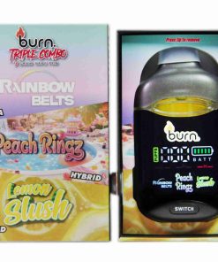* New * Burn Triple Combo – Rainbow Belts + Peach Ringz + Lemon Slush (3 Gram)